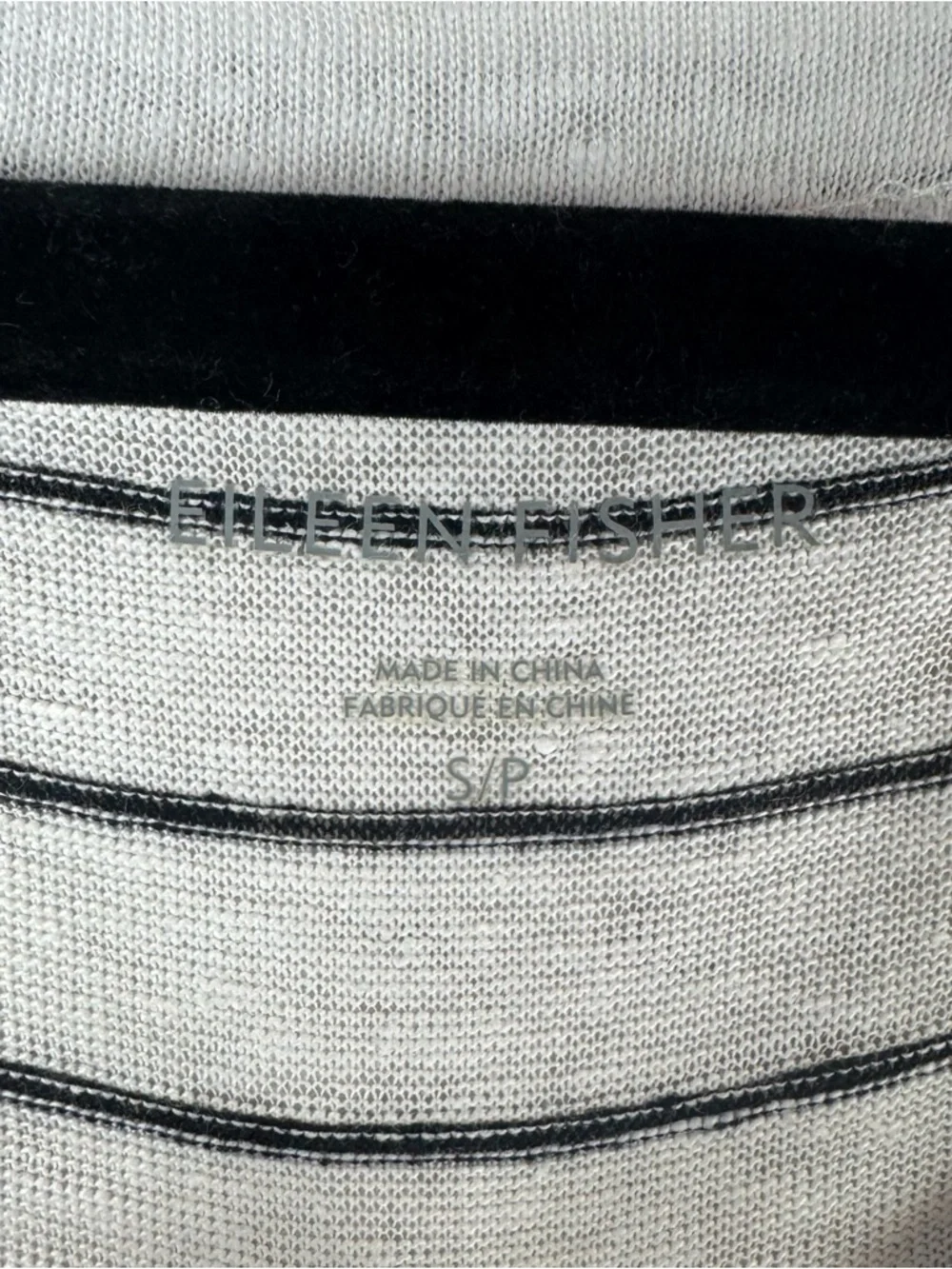 Eileen Fisher Women's Small Organic Linen White Black Striped Short Sleeve Dress